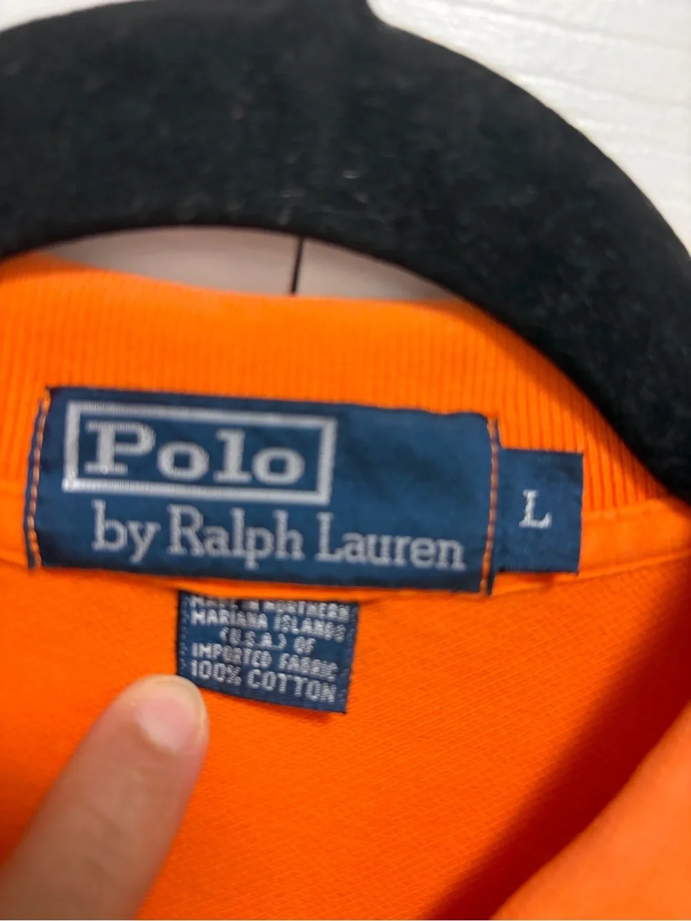 Ralph Lauren Orange Short-Sleeve Polo with Navy Pony vintage 90s preppy faded